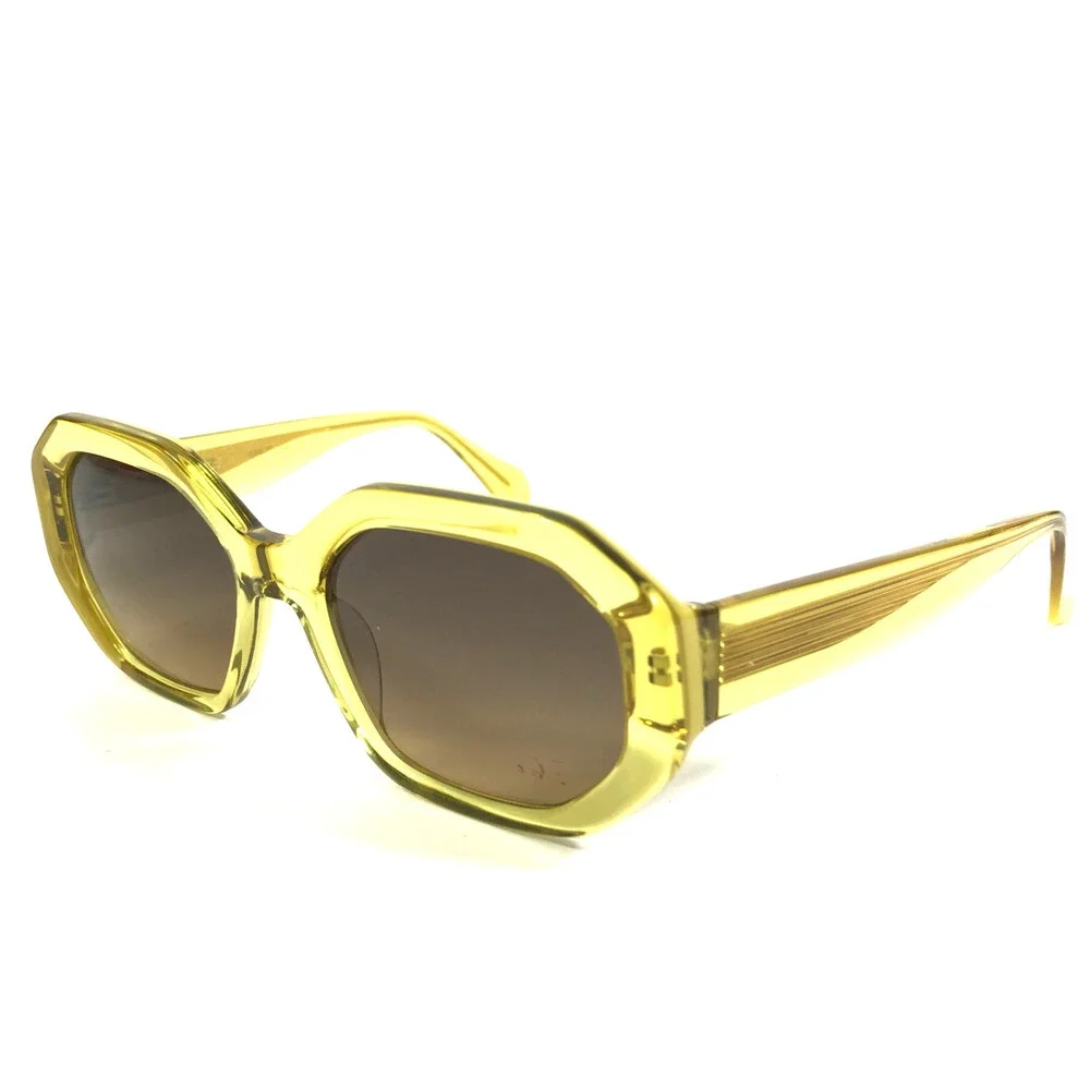 Gigi Studios Sunglasses CITRUS 6944/7 Yellow Geometric Frames with Brown Lenses